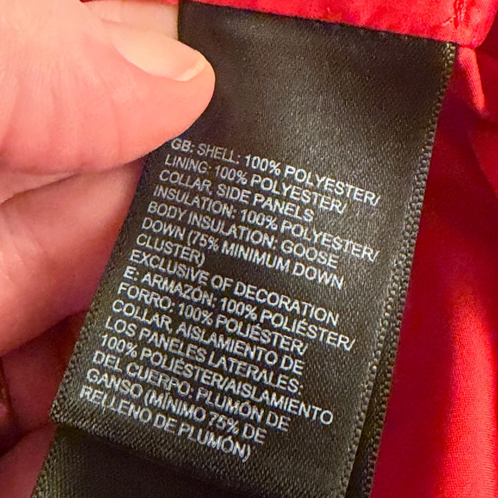 The North Face Vibrant Red Goose Down Quilted Jacket Size Medium - Picture 4 of 4